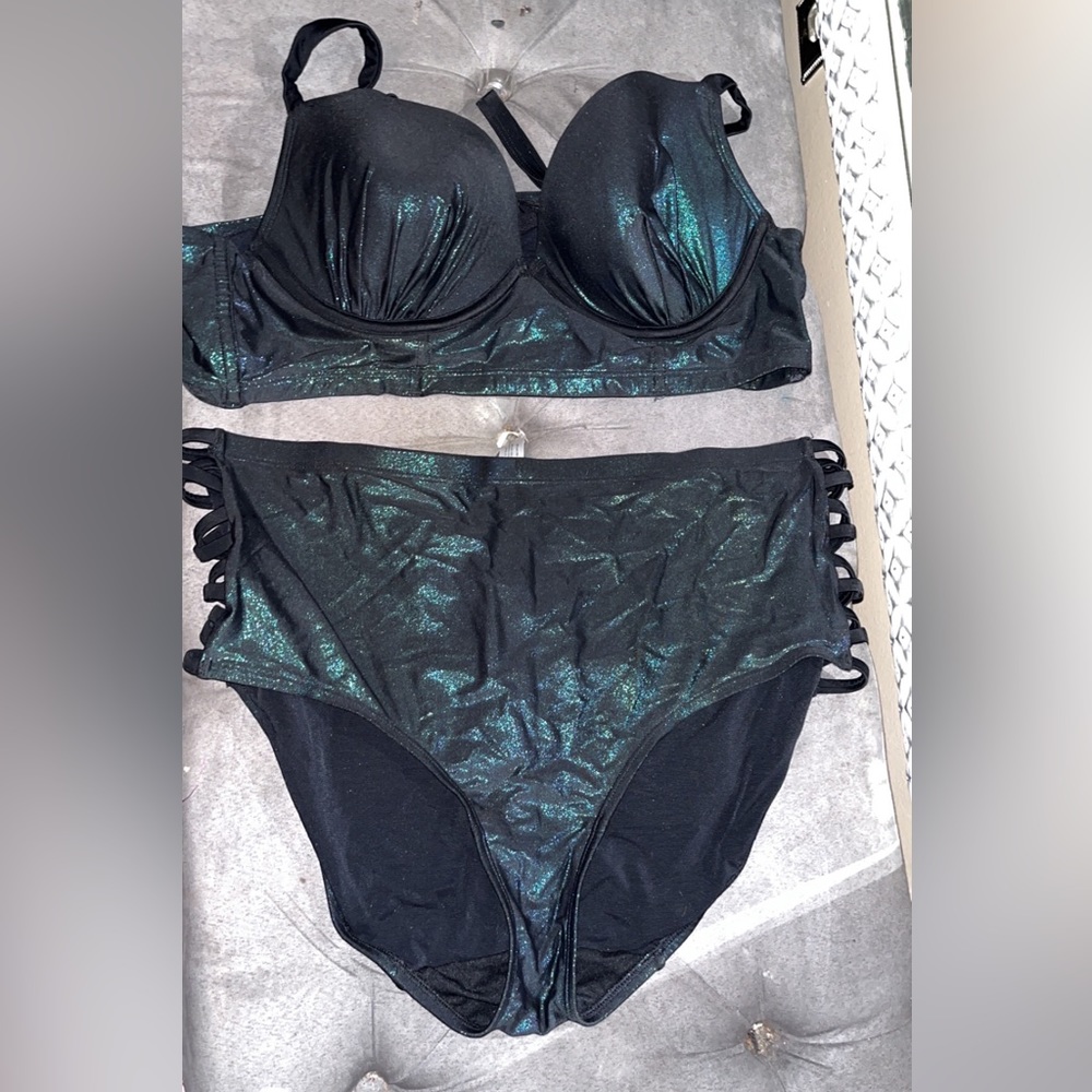 Green metallic swim